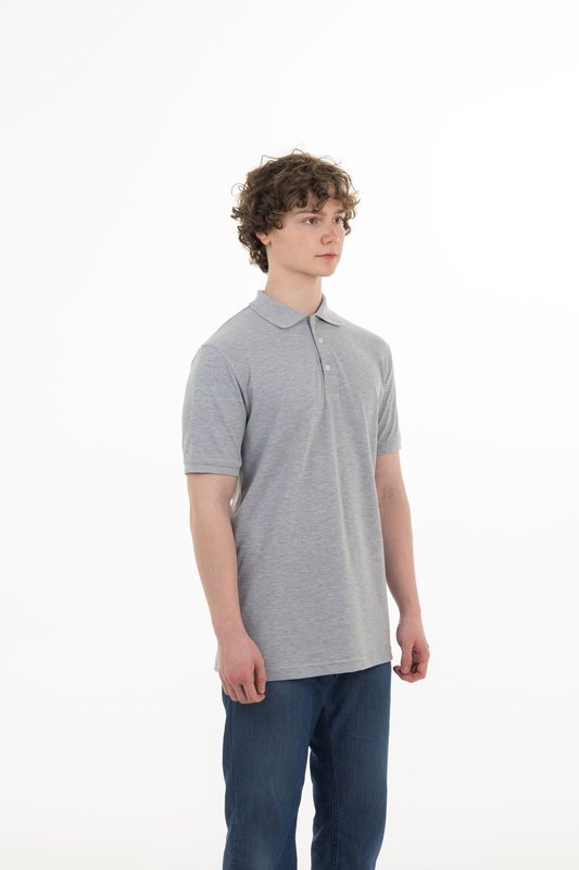Piqué polo, grey melange