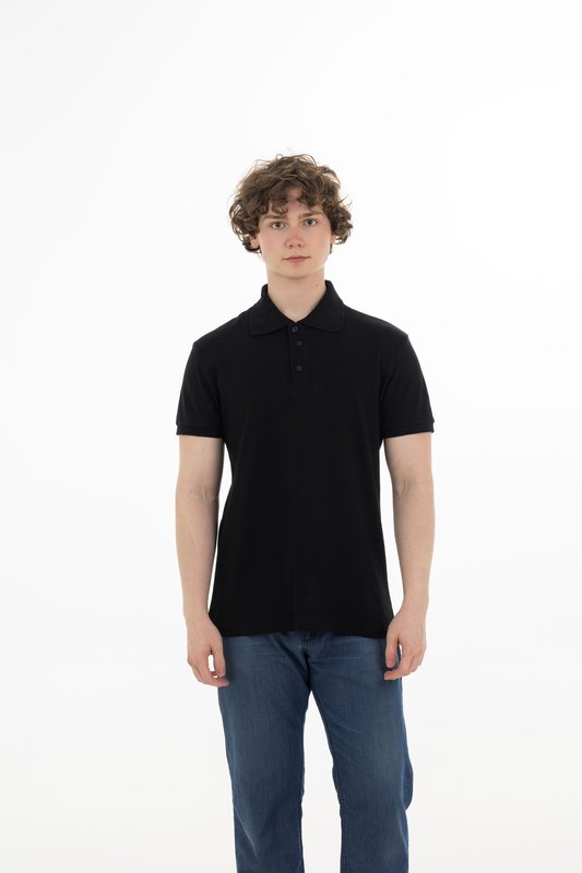 Piqué polo, black